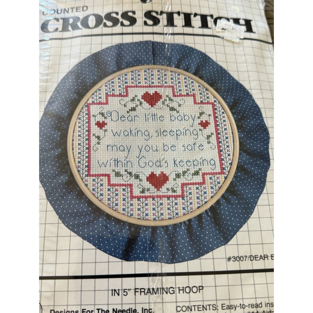 Vintage Designs For The NEEDLE Cross Stitch KIT With Hoop Dear Little Baby 3007